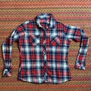 VINTAGE PLAID FLANNEL BUTTON UP LONG SLEEVE